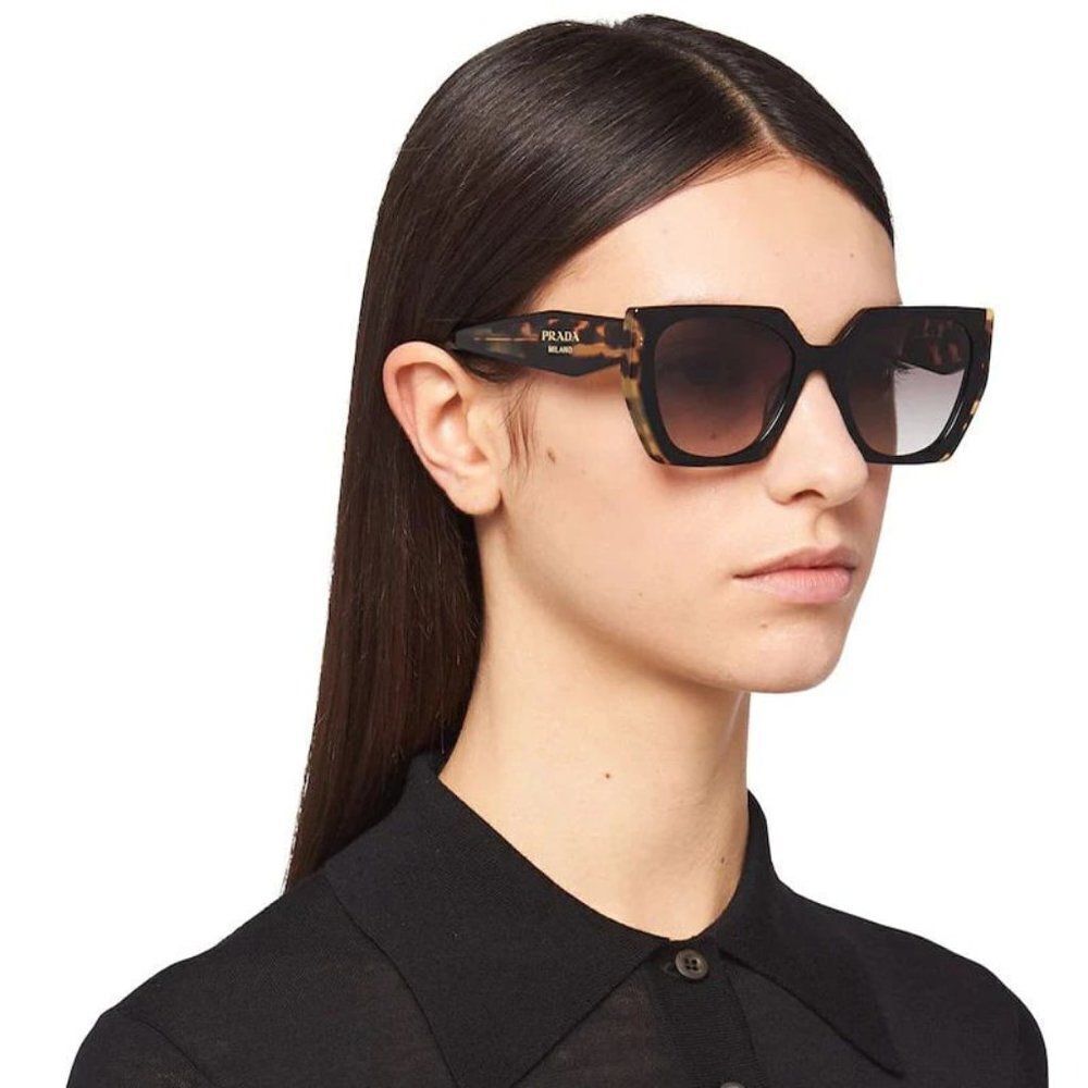 NEW Prada PR15WS 3890A7 Black Tortoise Dark Gray Gradient Square Women Sunglasse - Picture 6 of 9